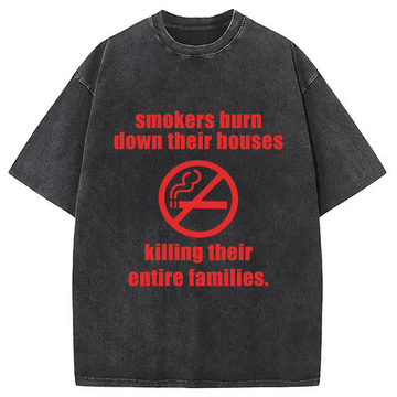 Personality fashion No Smokers Washed T-Shirt