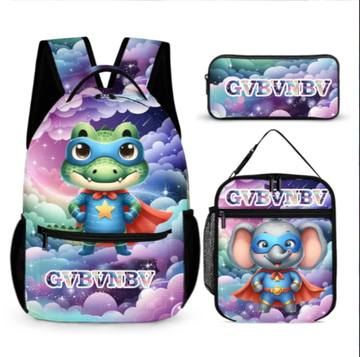 Personalized Animal Superhero Children's Backpack —Personalized Name School Bag —Back-to-School Gift