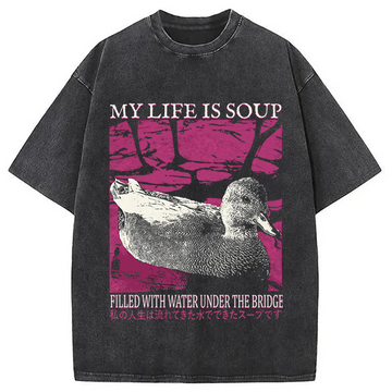 Personality fashion My Life is Soup Vintage Washed T-Shirt