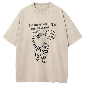 Personality fashion Waiting For Punishment From Cat Washed T-Shirt