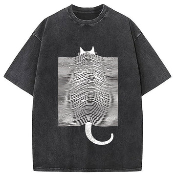 Personality fashion Cat Division Washed T-Shirt