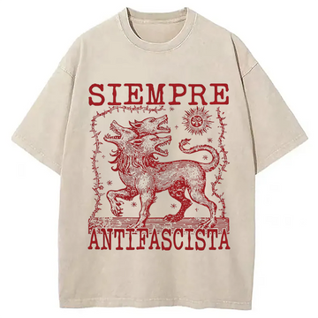 Personality fashion Siempre Antifascista Washed T-Shirt