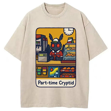 Personality fashion Working Mothman Washed T-Shirt