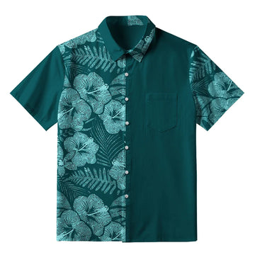 Personality fashion  Tropical Ripple Flowers Button-up Shirt