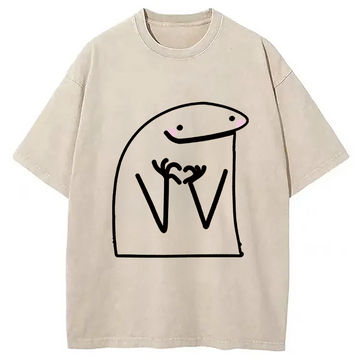 Personality fashion Lovely Flork Washed T-Shirt
