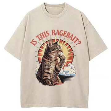 Personality fashion Is This Ragebait? Cat Meme Washed T-Shirt