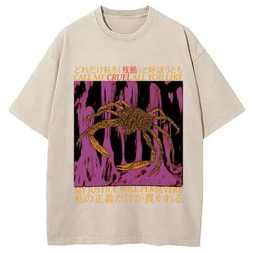 Personality fashion My Justice Will Persevere Funny Crab Washed T-Shirt