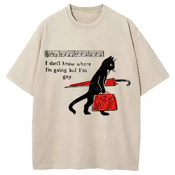 Personality fashion Funky Gay Pride Meme Washed T-Shirt