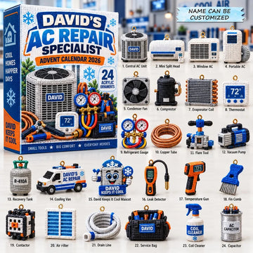 AC Repair Advent Calendar 2026 - 24-Day Countdown, Acrylic Charms