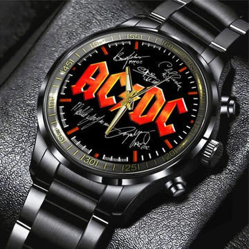 AC_DC Black Stainless Steel Watch