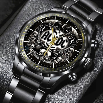 AC_DC Black Stainless Steel Watch
