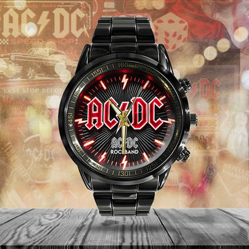 AC_DC Black Stainless Steel Watch – ANHNV 5862