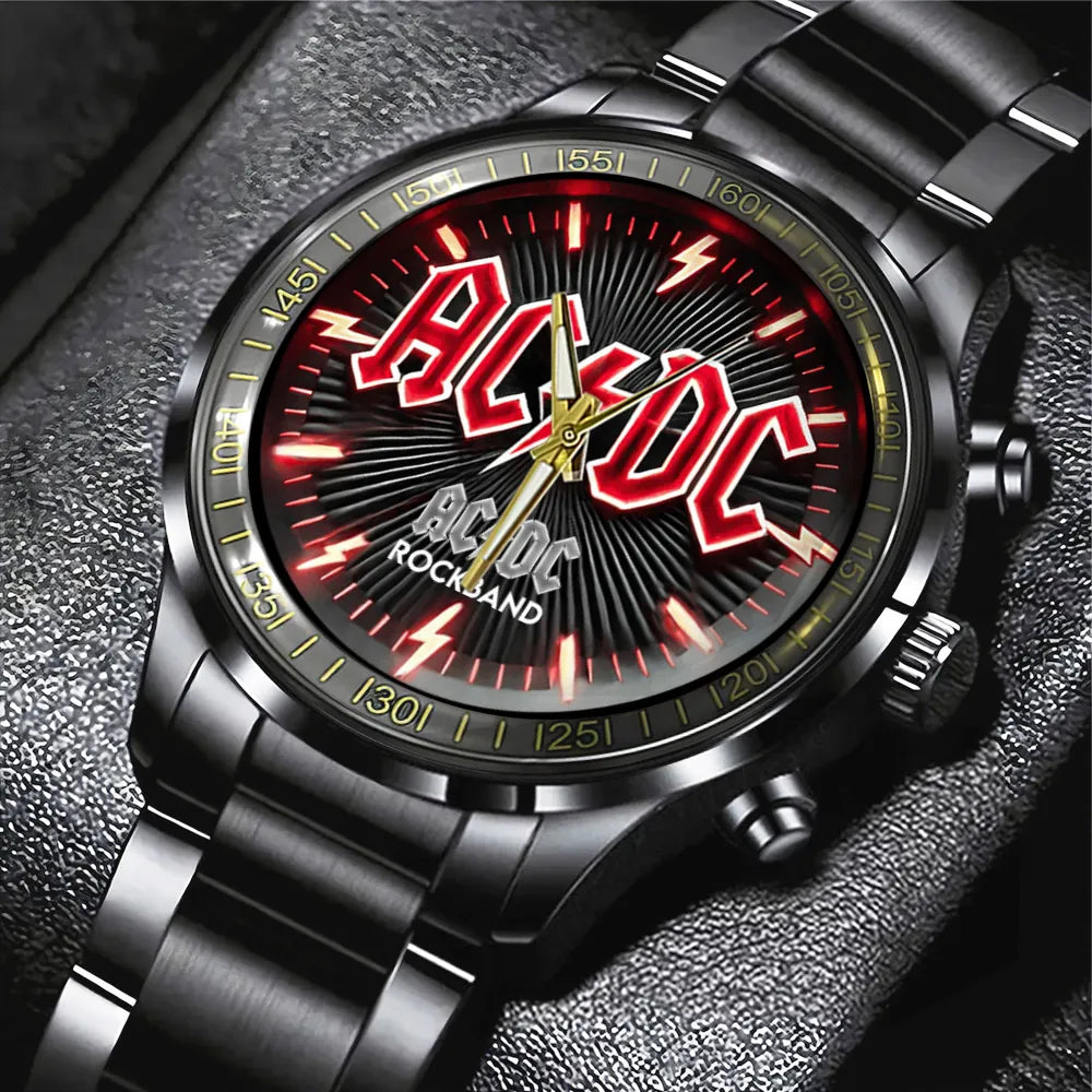 AC_DC Black Stainless Steel Watch – ANHNV 5862