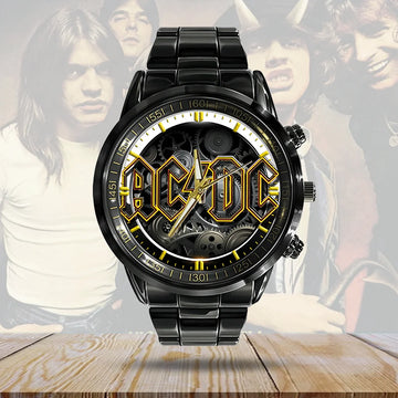 AC_DC Black Stainless Steel Watch – ANHNV 6161