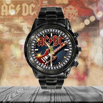 AC_DC Black Stainless Steel Watch – ANHNV 9382