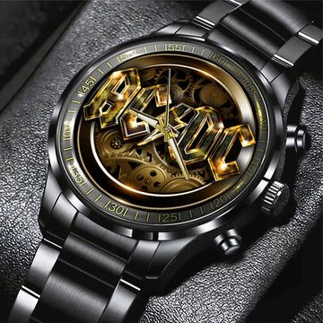 AC_DC Black Stainless Steel Watch – GNE 1084