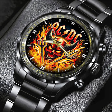 AC_DC Black Stainless Steel Watch – GNE 1211