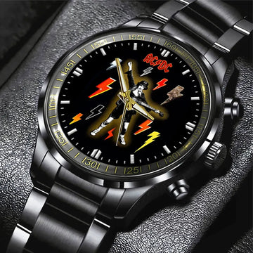 AC_DC Black Stainless Steel Watch – GNE 1301