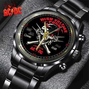 AC_DC Black Stainless Steel Watch – GNE 1490