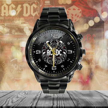 AC_DC Black Stainless Steel Watch – GNE 2200