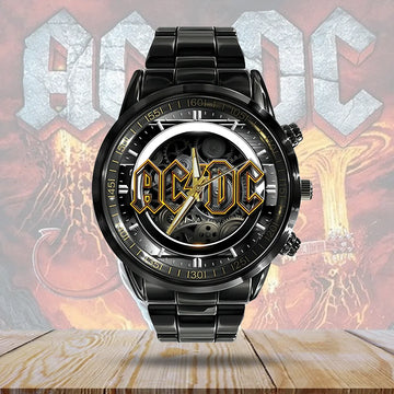 AC_DC Black Stainless Steel Watch – GNE 2829