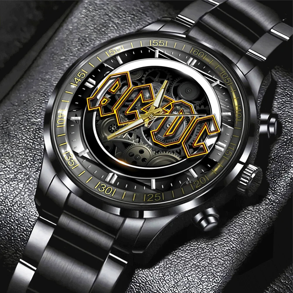 AC_DC Black Stainless Steel Watch – GNE 2829