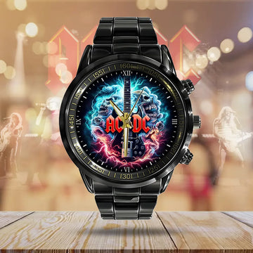 AC_DC Black Stainless Steel Watch – GNE 355