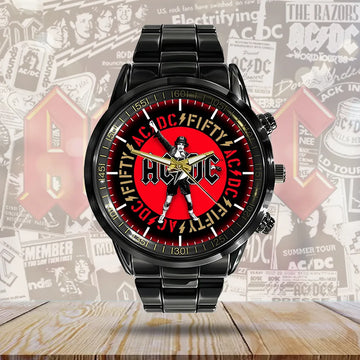 AC_DC Black Stainless Steel Watch – GNE 679