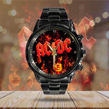 AC_DC Black Stainless Steel Watch – GNE 8171