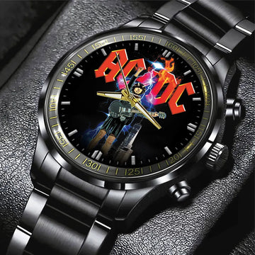 AC_DC Black Stainless Steel Watch – GNE 822