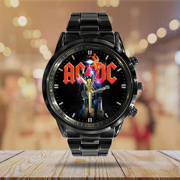 AC_DC Black Stainless Steel Watch – GNE 8221