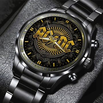 AC_DC Black Stainless Steel Watch – GNE 874