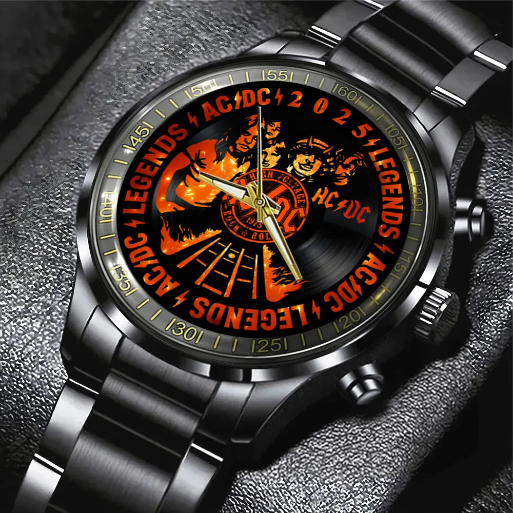 AC_DC Black Stainless Steel Watch – GNE NEW276