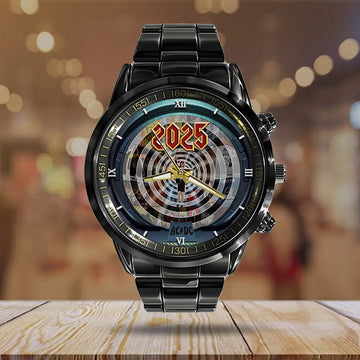 AC_DC Black Stainless Steel Watch – GNE NEW34