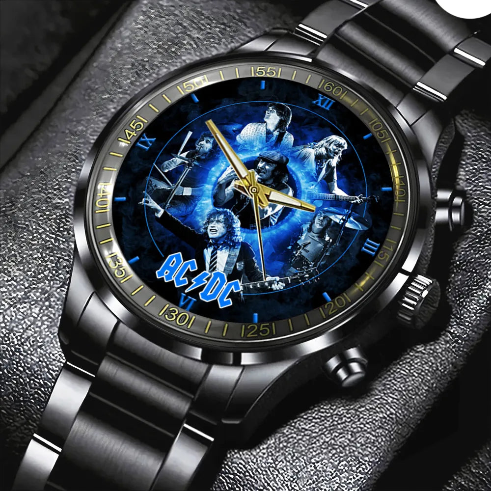 AC_DC Black Stainless Steel Watch – HOATT 7843