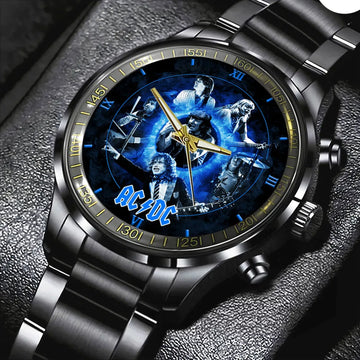 AC_DC Black Stainless Steel Watch – HOATT 7843