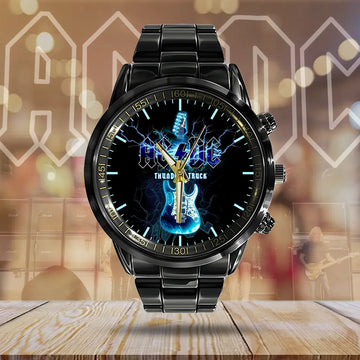 AC_DC Black Stainless Steel Watch – HUANNM 48911