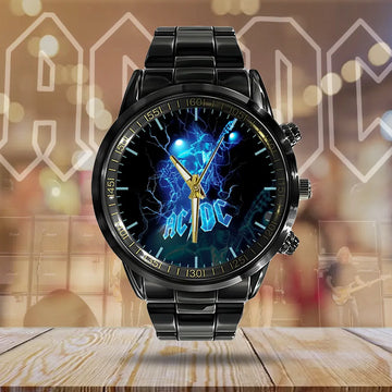 AC_DC Black Stainless Steel Watch – HUANNM 4892