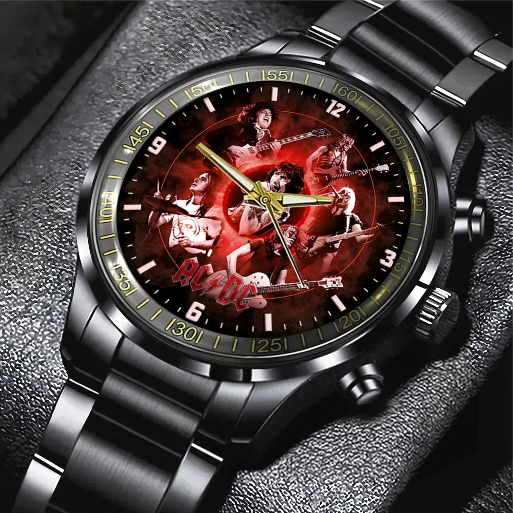 AC_DC Black Stainless Steel Watch – MAITM 7898