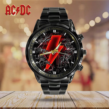 AC_DC Black Stainless Steel Watch – TANTN 12051