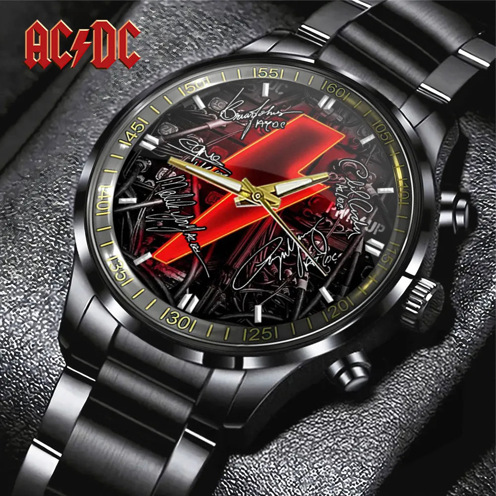 AC_DC Black Stainless Steel Watch – TANTN 12051
