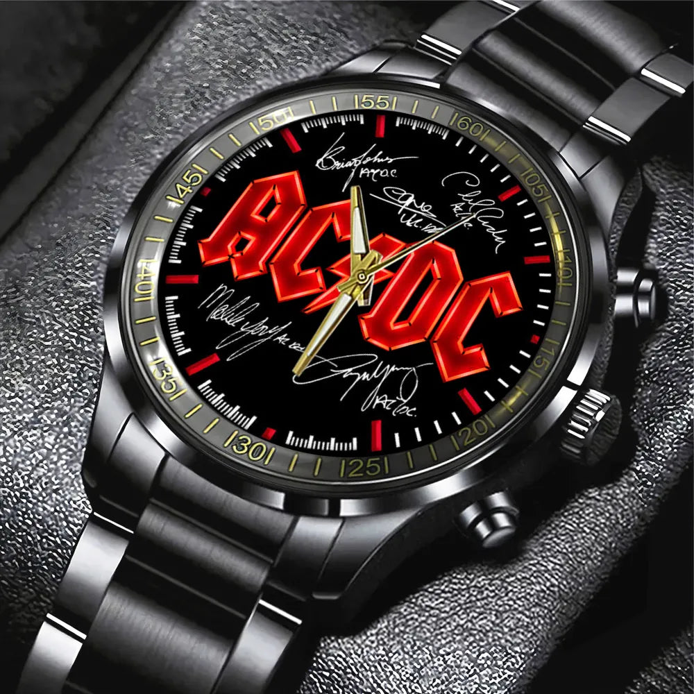 AC_DC Black Stainless Steel Watch – TANTN 12052