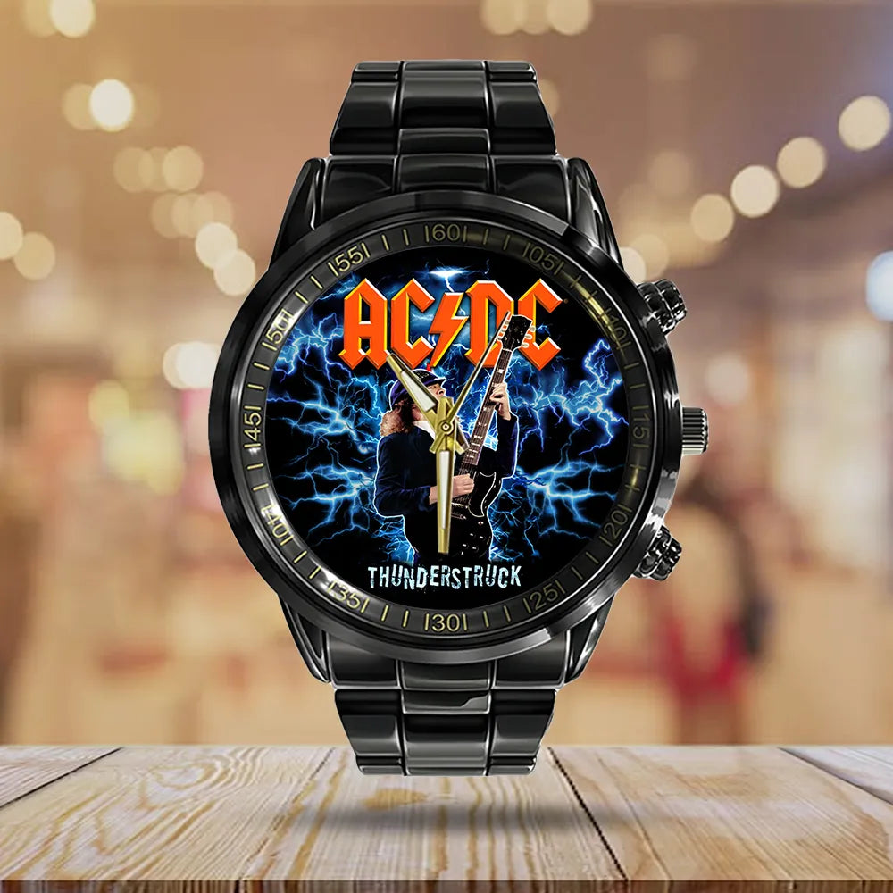 AC_DC Black Stainless Steel Watch – TANTN 12281