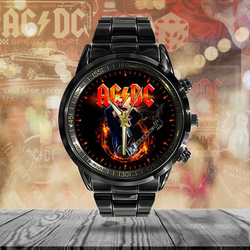 AC_DC Black Stainless Steel Watch – TANTN 12282