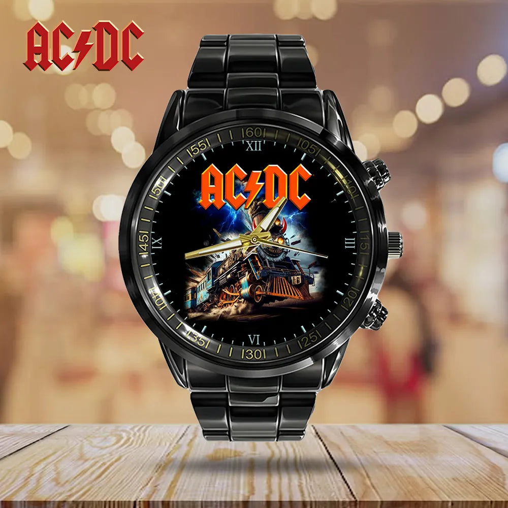 AC_DC Black Stainless Steel Watch – TANTN 12283