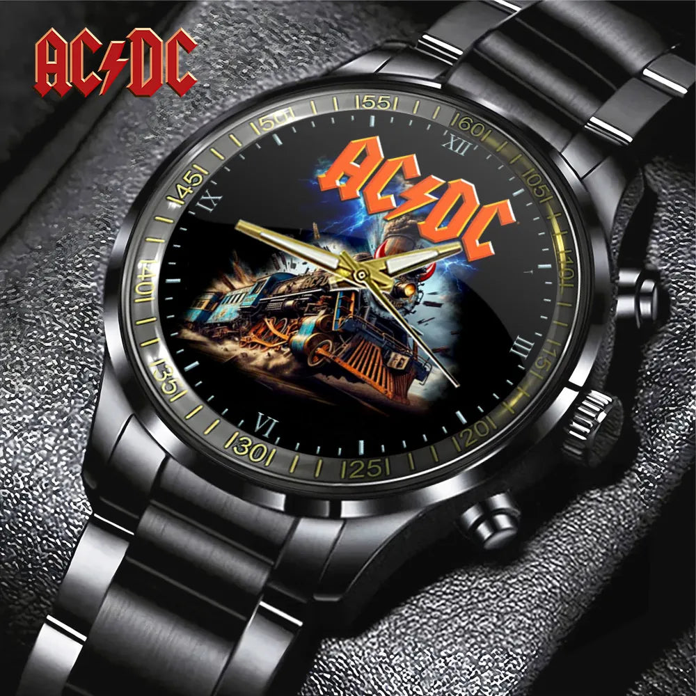AC_DC Black Stainless Steel Watch – TANTN 12283