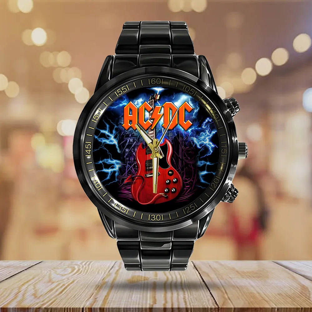 AC_DC Black Stainless Steel Watch – TANTN 12284