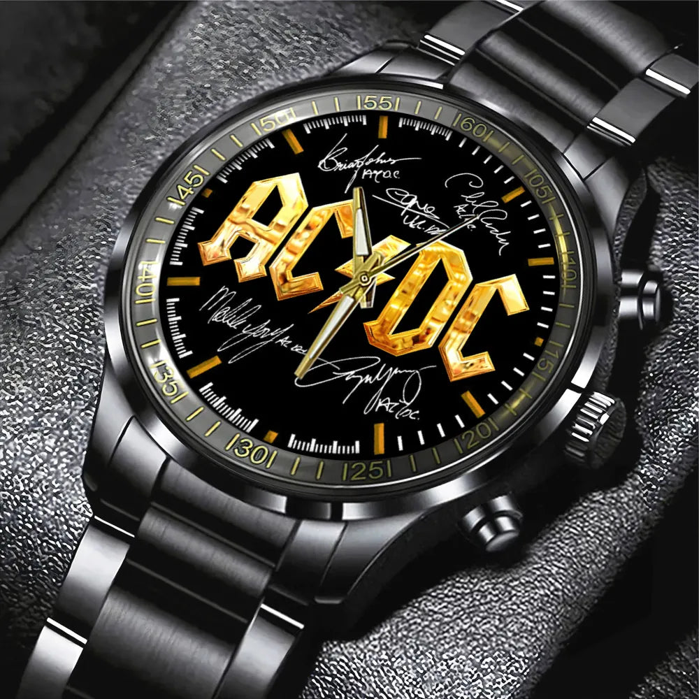 AC_DC Black Stainless Steel Watch – TANTN 13225