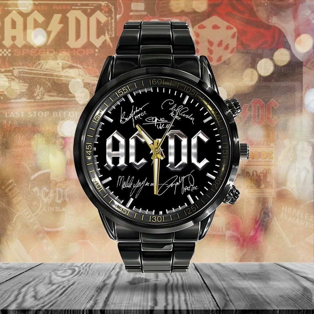 AC_DC Black Stainless Steel Watch – TANTN 13226