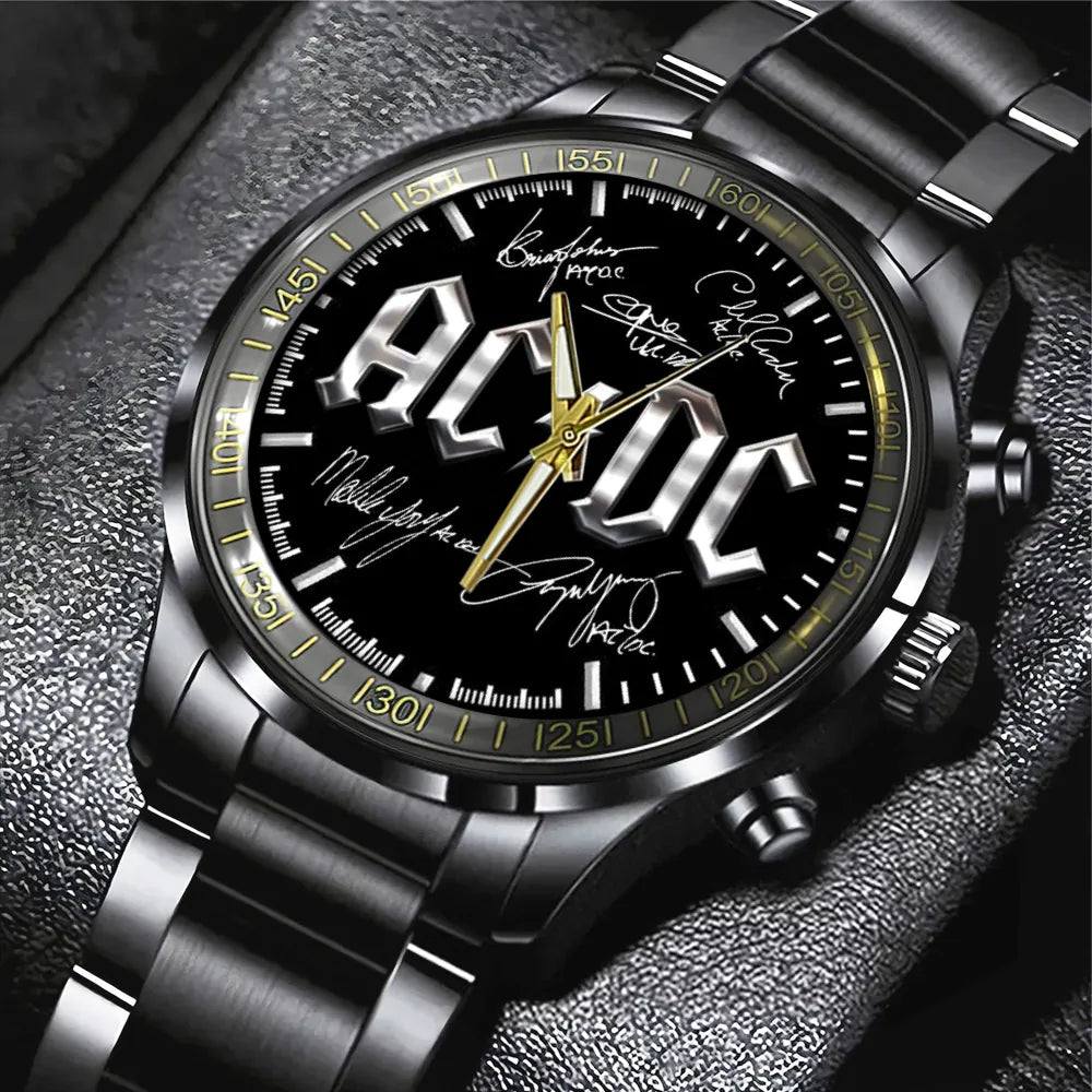 AC_DC Black Stainless Steel Watch – TANTN 13226